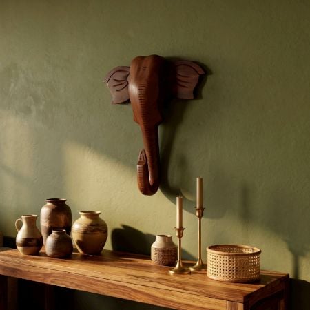 Handcrafted Sheesham Wood Elephant Head Wall Decor